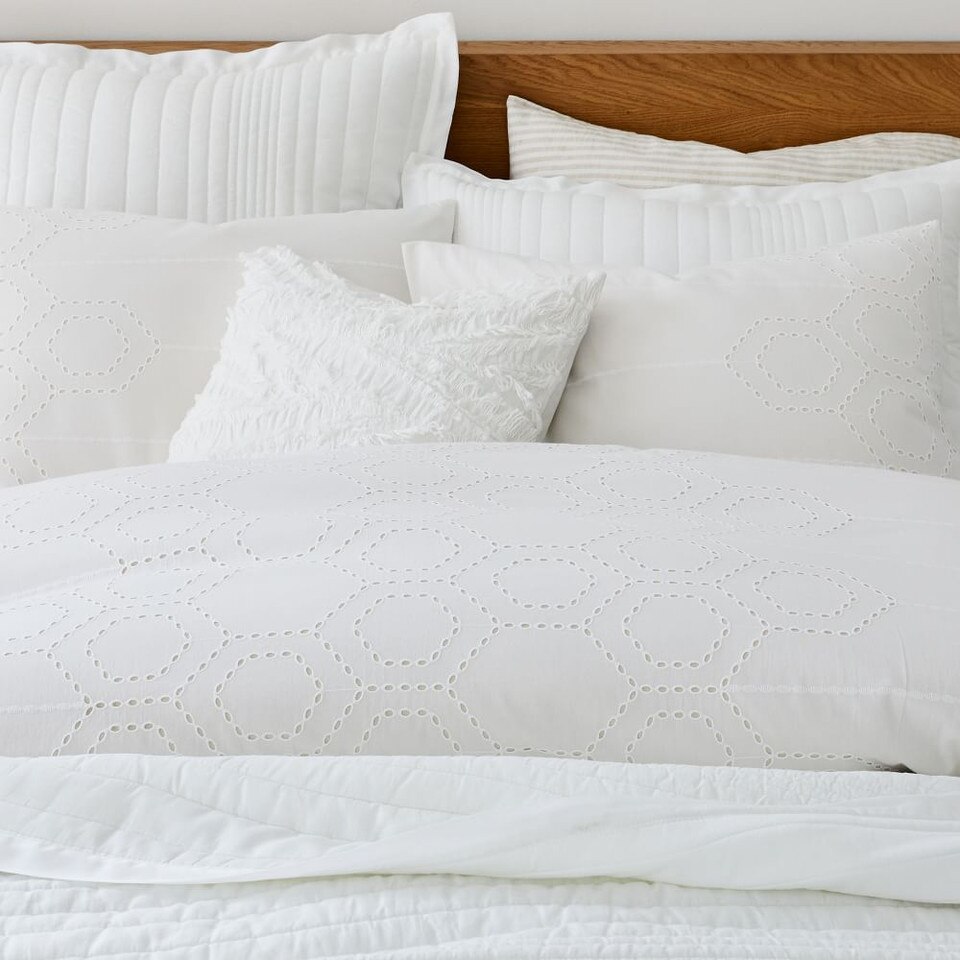 Organic Cotton Eyelet Quilt Cover & Pillowcases West Elm Australia